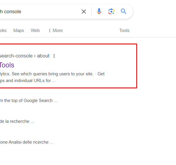 Google search console first step